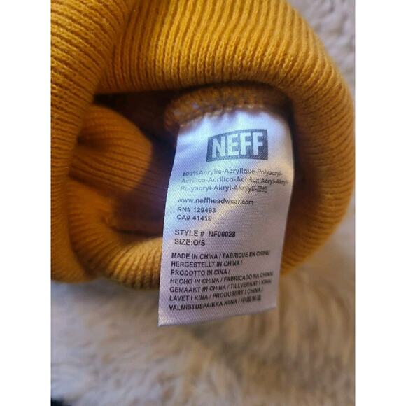 Neff Beanie Yellow Hat Acrylic One Size - Picture 2 of 2